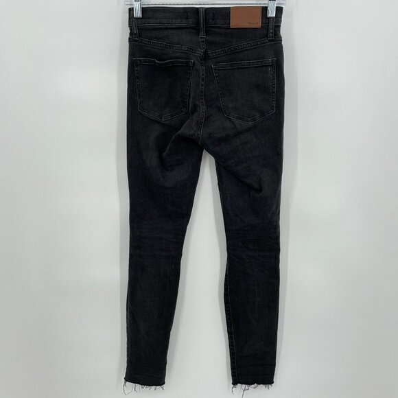 MADEWELL 9" High Rise Skinny Distressed Knee Raw Hem Black Jeans H2230 Size 25 - Picture 8 of 12